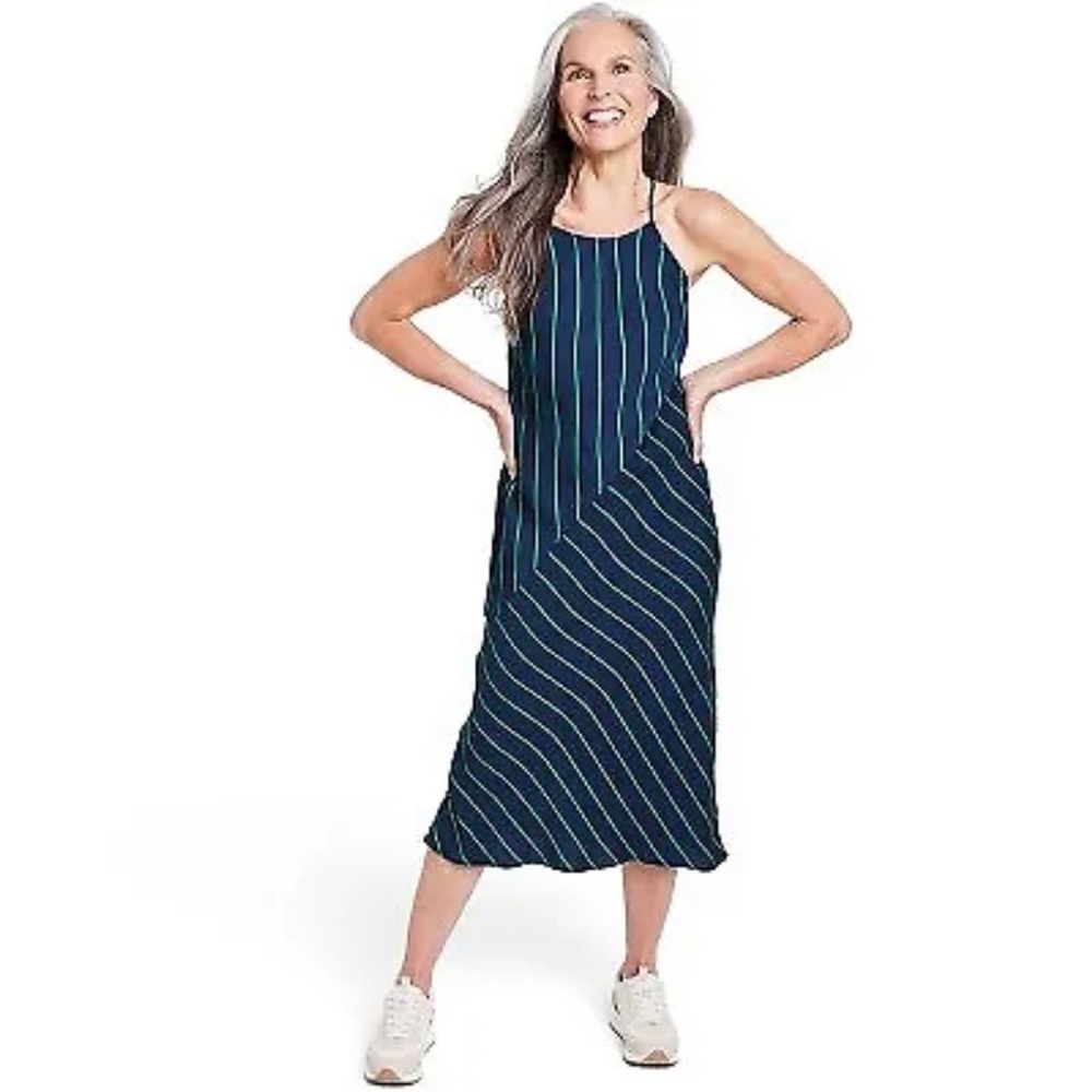 Women's Slip Diagonal Stripe Midi Dress - Rowing Blazers x Target Large NWT